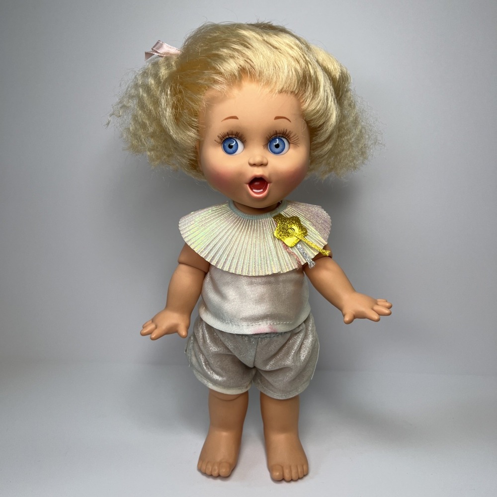 Vintage 1990 Galoob Baby Face So Surprised Suzie #2‎ Blue Eyes Silver Outfit